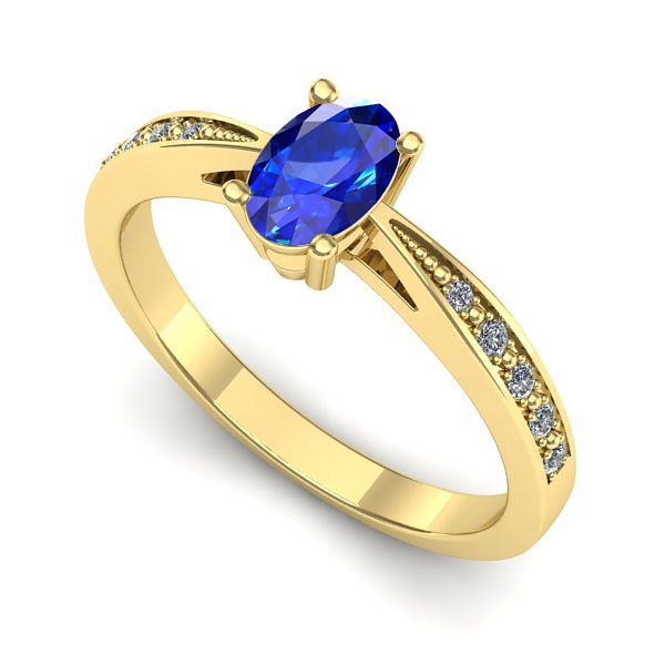 Inel logodna din aur galben cu safir