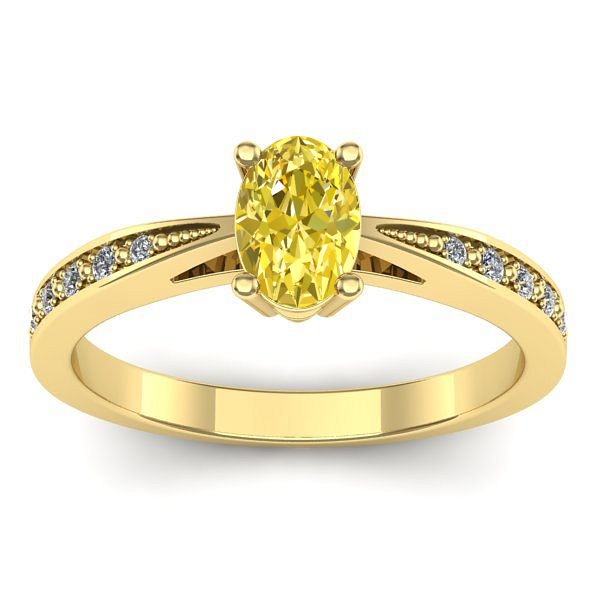 Inel cu safir galben oval