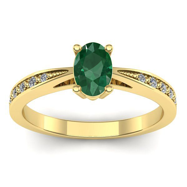Inel de logodna cu smarald oval
