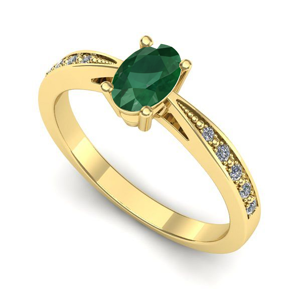 Inel de logodna din aur galben cu smarald