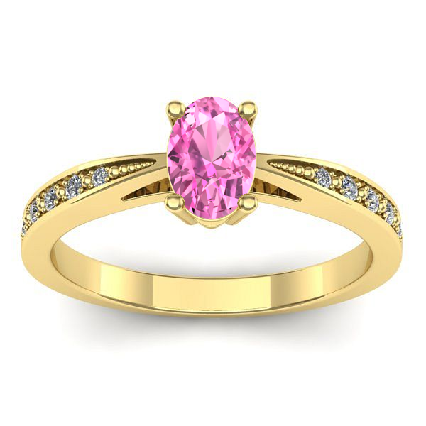 Inel logodna cu safir roz oval