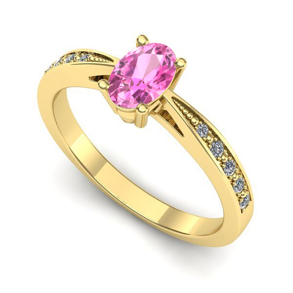 Inel de logodna din aur galben cu safir roz