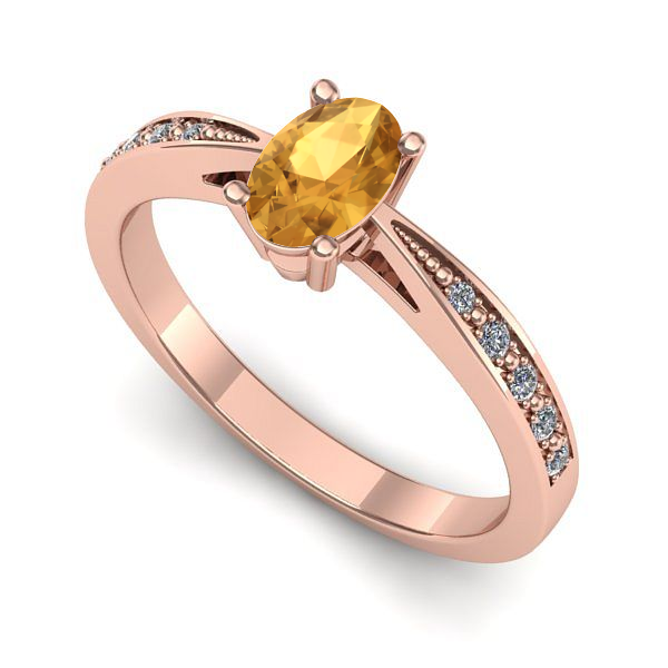 Inel logodna din aur roz cu citrin