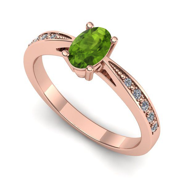 Inel din aur roz cu peridot