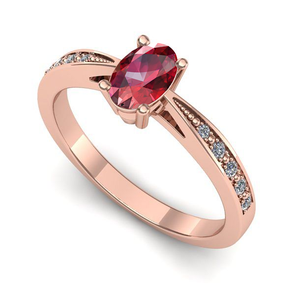 Inel de logodna din aur roz cu rubin
