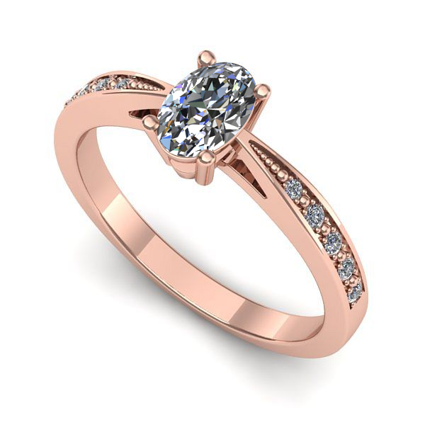 Inel de logodna din aur roz cu safir alb