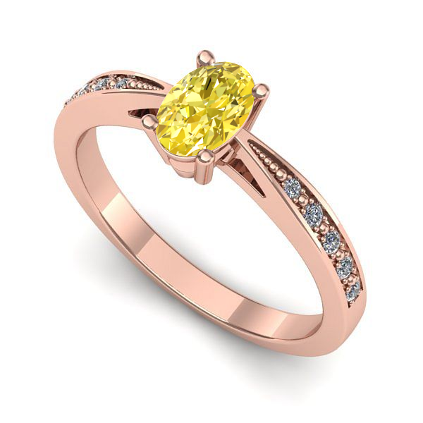 Inel din aur roz cu safir galben