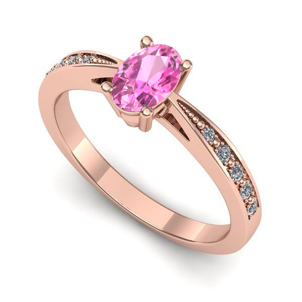 Inel din aur roz cu safir roz