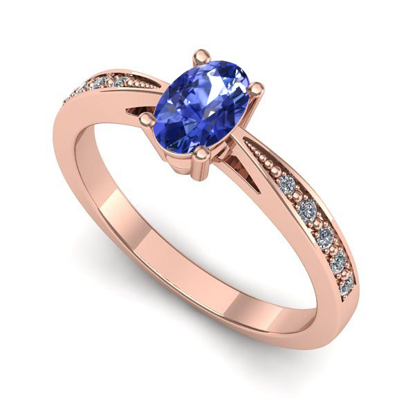 Inel logodna din aur roz cu tanzanit