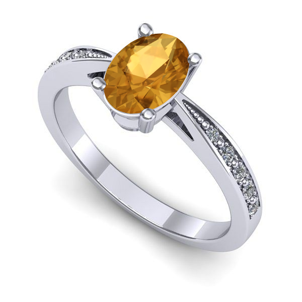 Inel de logodna din aur alb cu citrin
