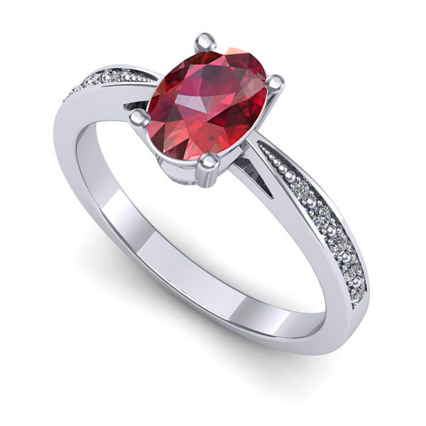 Inel logodna din aur alb cu rubin