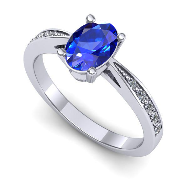 Inel de logodna din aur alb cu safir