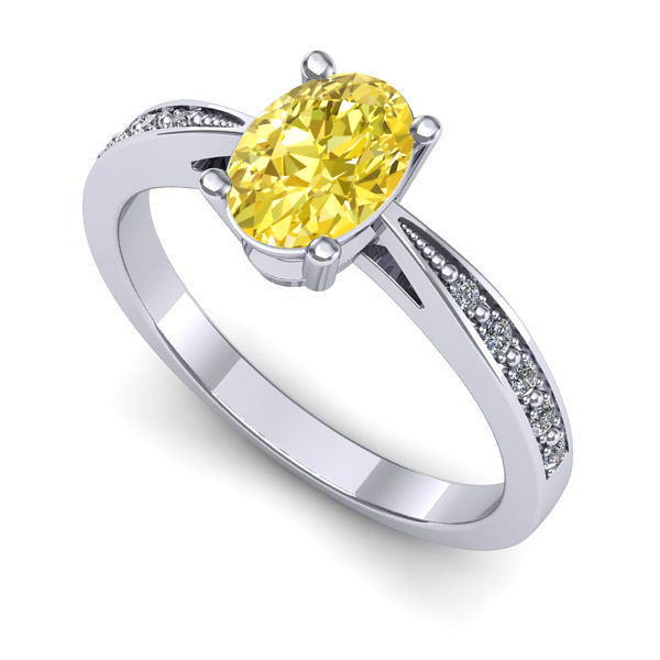 Inel din aur alb cu safir galben