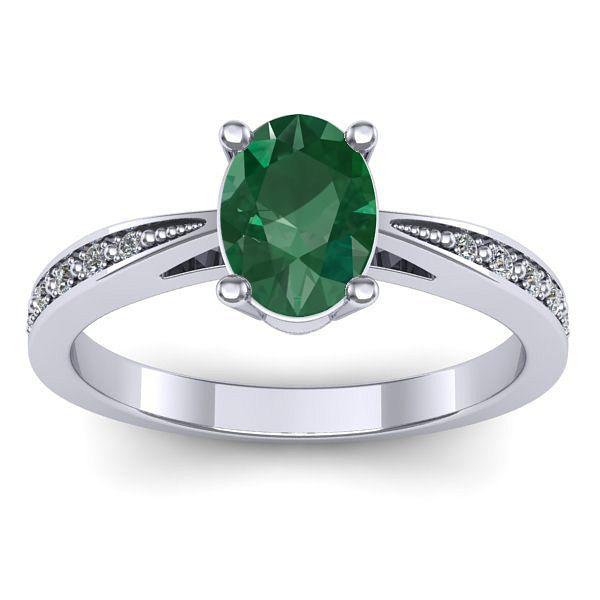 Inel de logodna cu smarald oval