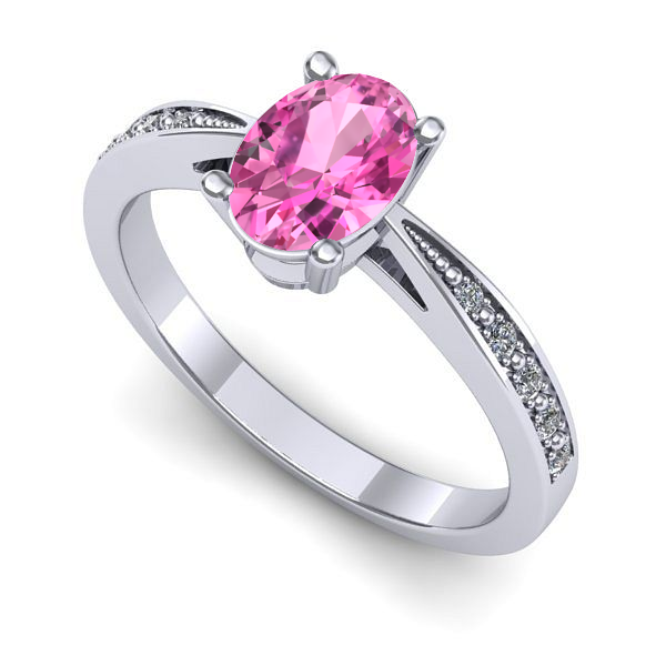 Inel de logodna din aur alb cu safir roz