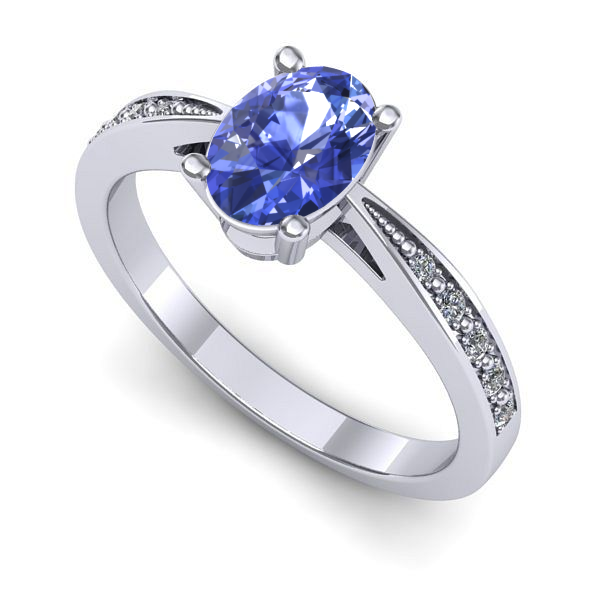 Inel din aur alb cu tanzanit