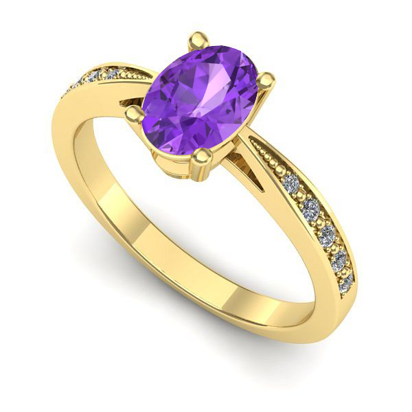 Inel din aur galben cu ametist