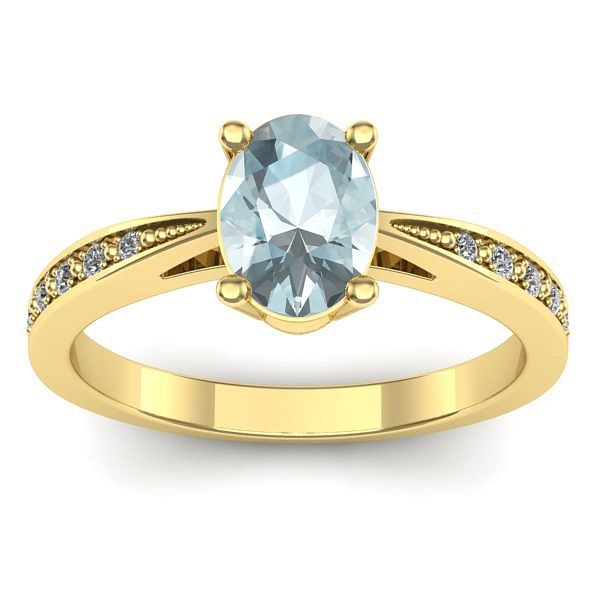 Inel logodna cu aquamarin oval