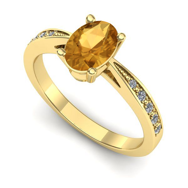 Inel din aur galben cu citrin