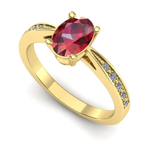 Inel logodna din aur galben cu rubin