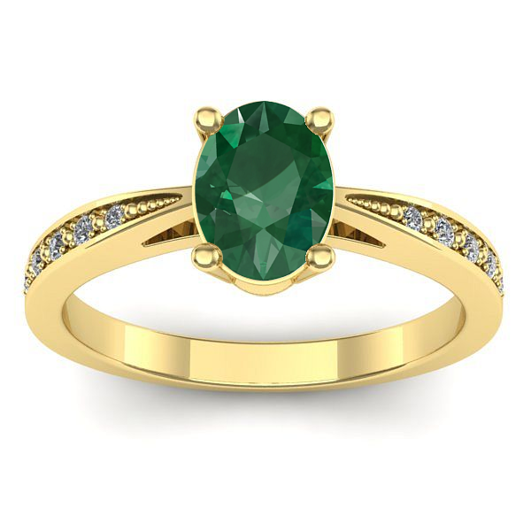 Inel de logodna cu smarald oval