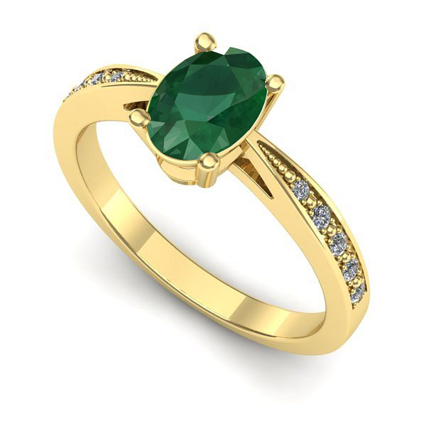 Inel logodna din aur galben cu smarald