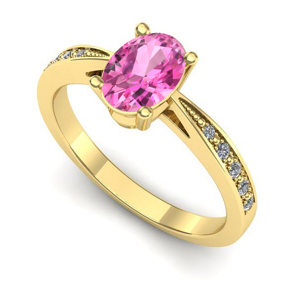 Inel din aur galben cu safir roz