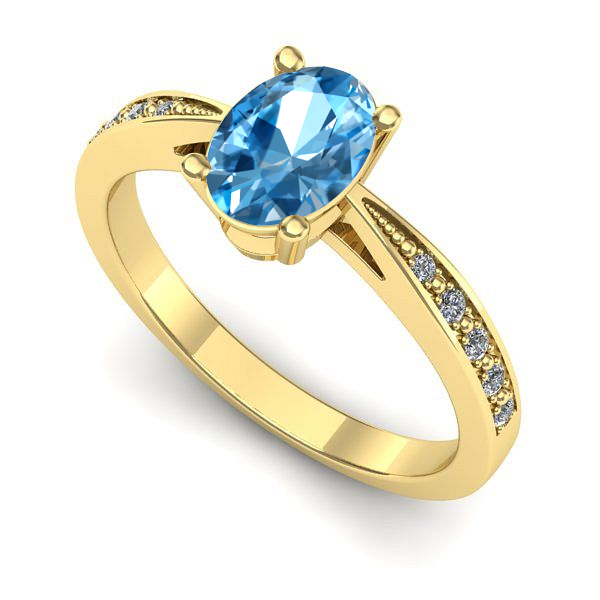 Inel de logodna din aur galben cu topaz blue