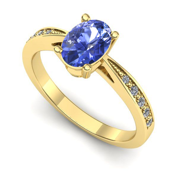 Inel de logodna din aur galben cu tanzanit