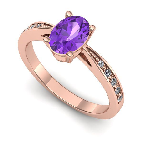 Inel din aur roz cu ametist