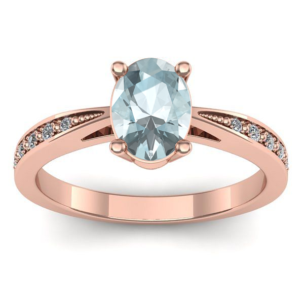 Inel de logodna cu aquamarin oval
