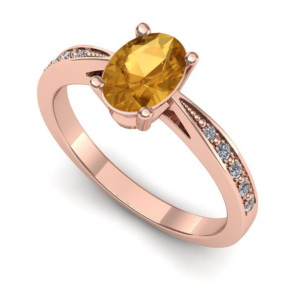 Inel de logodna din aur roz cu citrin