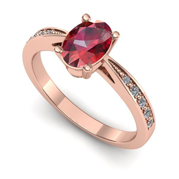 Inel de logodna din aur roz cu rubin