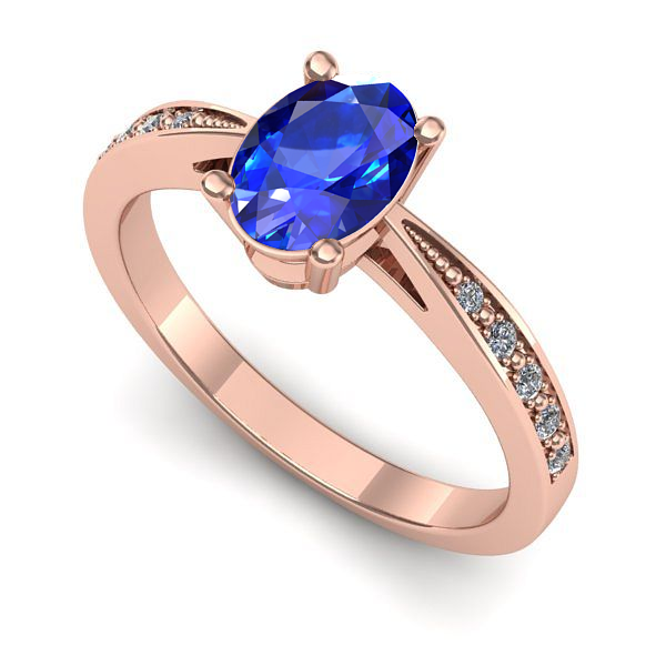 Inel logodna din aur roz cu safir