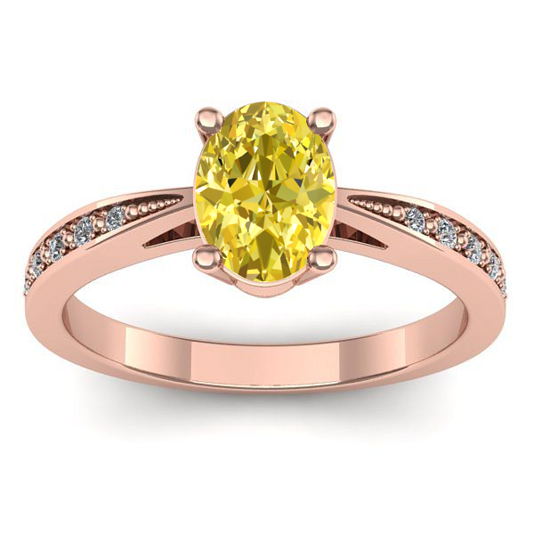 Inel cu safir galben oval