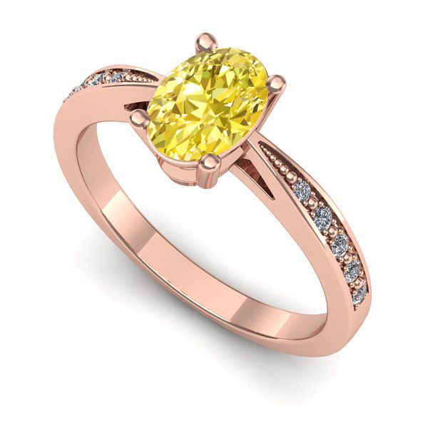 Inel din aur roz cu safir galben