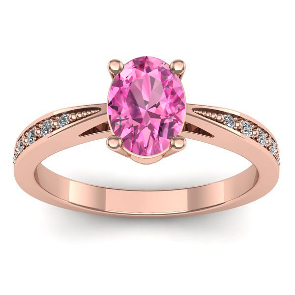 Inel cu safir roz oval