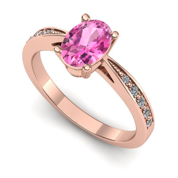 Inel din aur roz cu safir roz