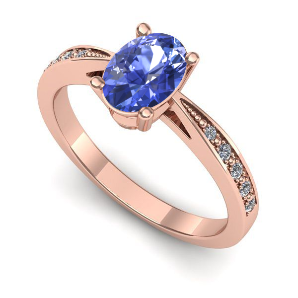 Inel de logodna din aur roz cu tanzanit
