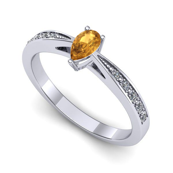 Inel de logodna din aur alb cu citrin