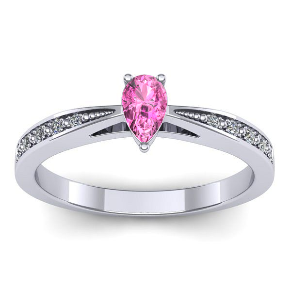 Inel de logodna cu safir roz lacrima