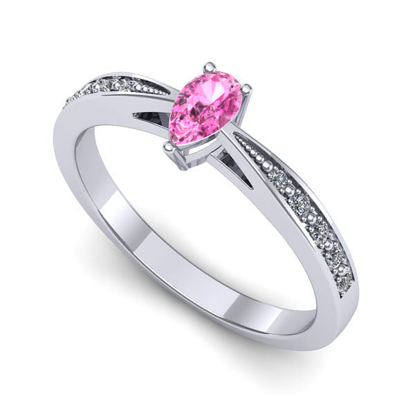 Inel din aur alb cu safir roz