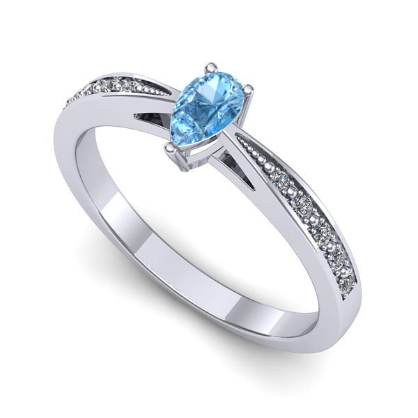 Inel din aur alb cu topaz blue