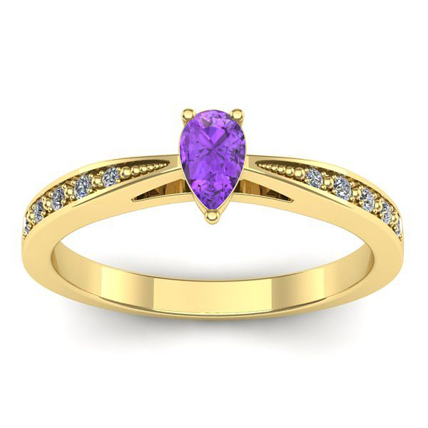 Inel de logodna cu ametist lacrima