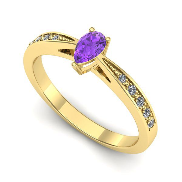 Inel de logodna din aur galben cu ametist