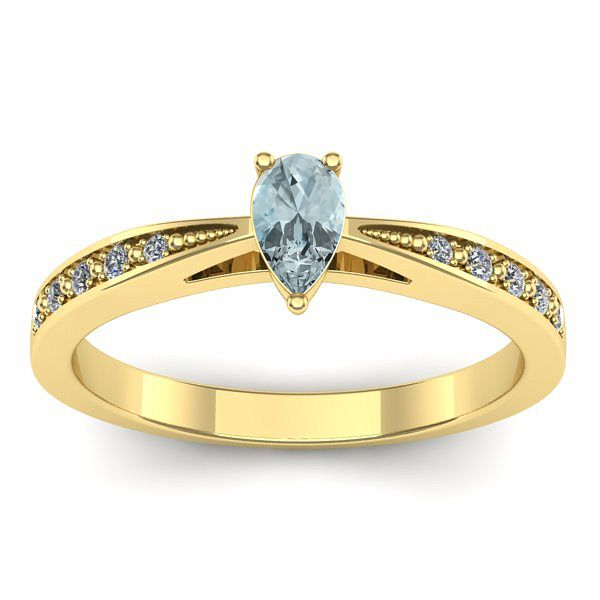 Inel de logodna cu aquamarin lacrima