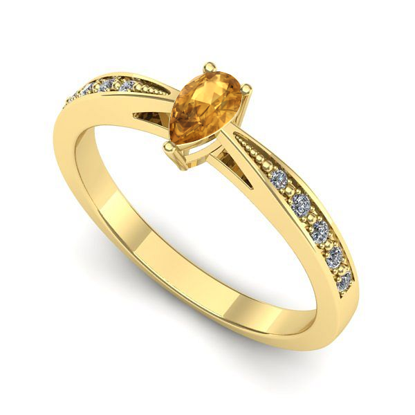 Inel logodna din aur galben cu citrin