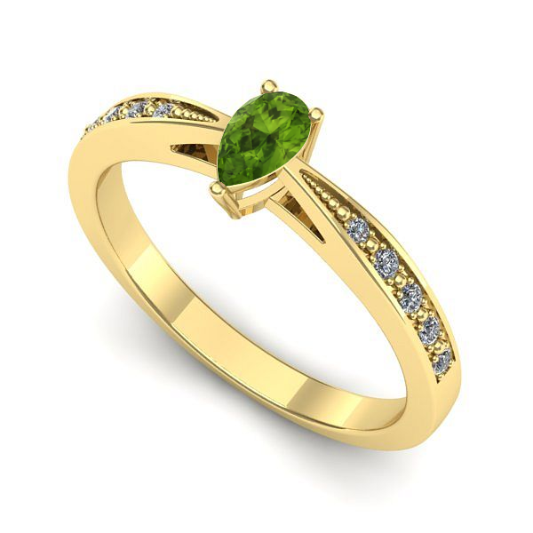 Inel de logodna din aur galben cu peridot