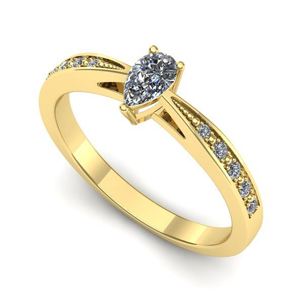 Inel logodna din aur galben cu safir alb