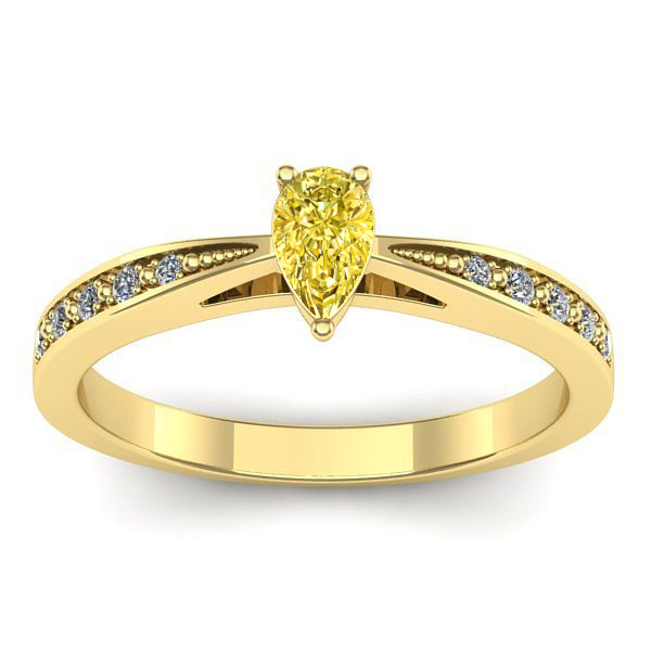 Inel logodna cu safir galben lacrima